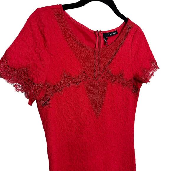 The Kooples Mini Dress size XS Cherry Red Lace Front Textured - Picture 8 of 11